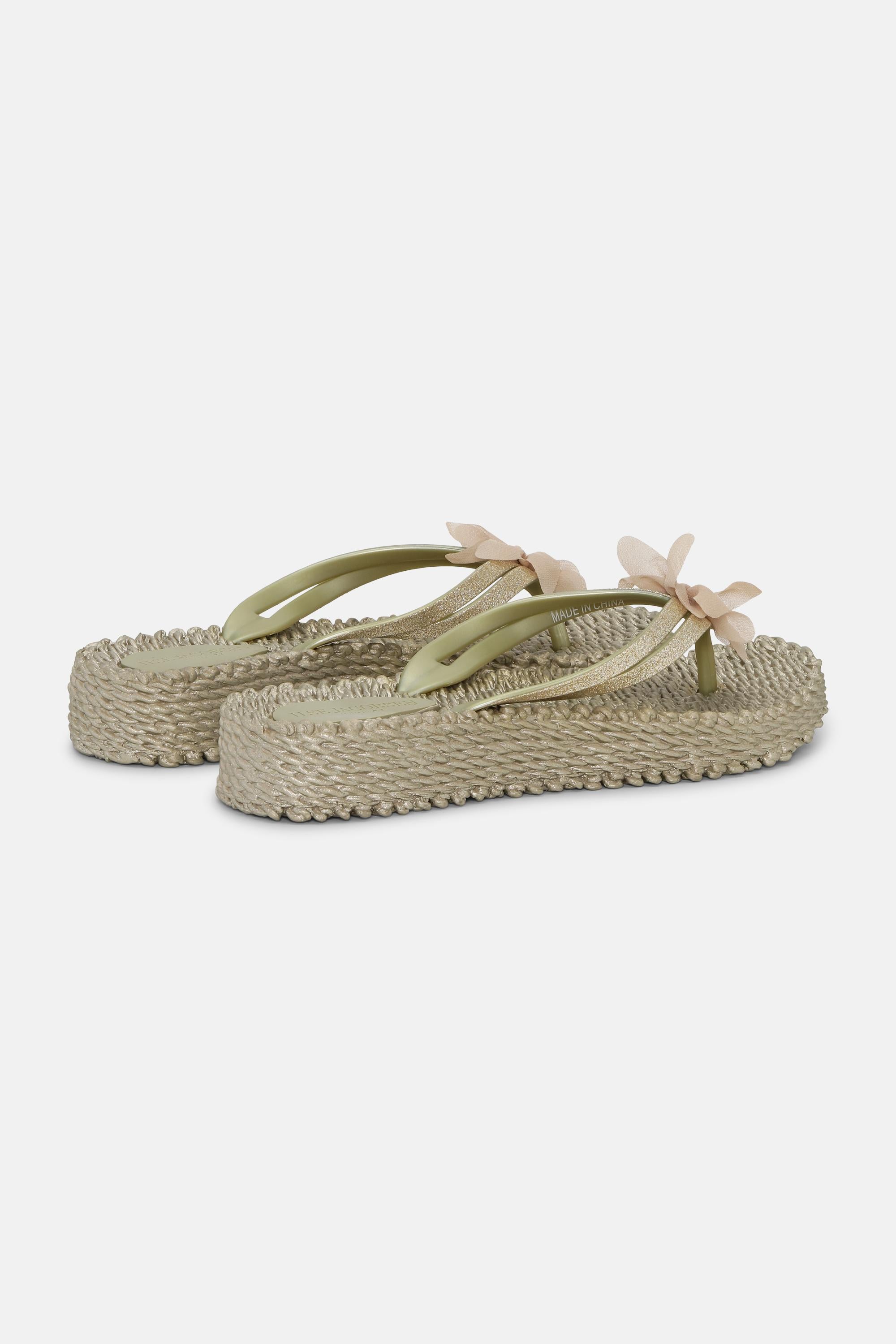 Flip Flops with Flower - Platin